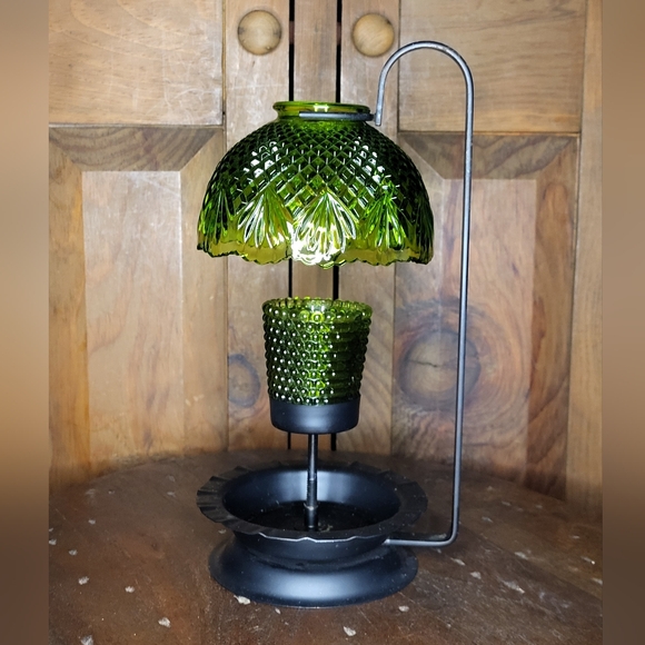Vintage Green Glass Candle Lamp - Picture 2 of 16